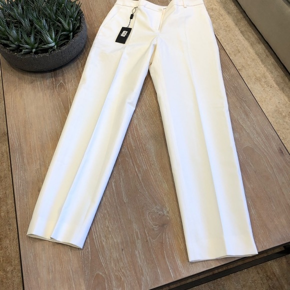 GIORGIO Armani Straight Leg High Waist Pants Cream lined size 42 - Picture 6 of 8
